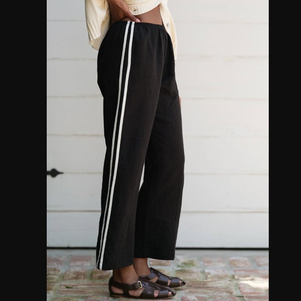 Donni The Linen Crop Stripe Pant - Size Small - NWT